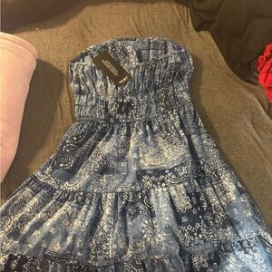 GOGO Blue Strapless Dress